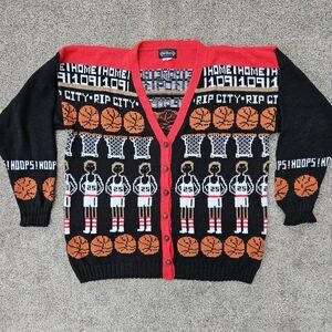 Portland Trailblazers Basketball Knit Sweater Button Up Shirt Jacket RARE Size L